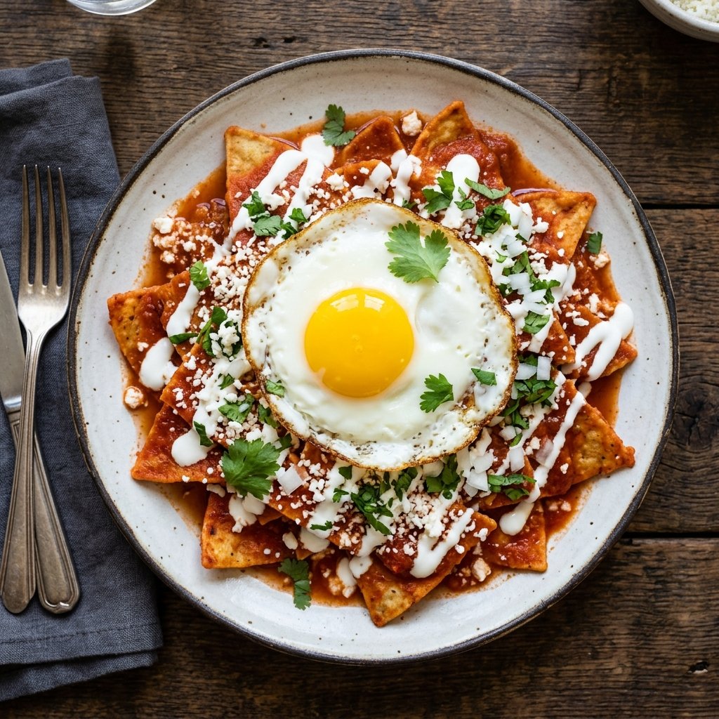 Chilaquiles rojos tatemados
